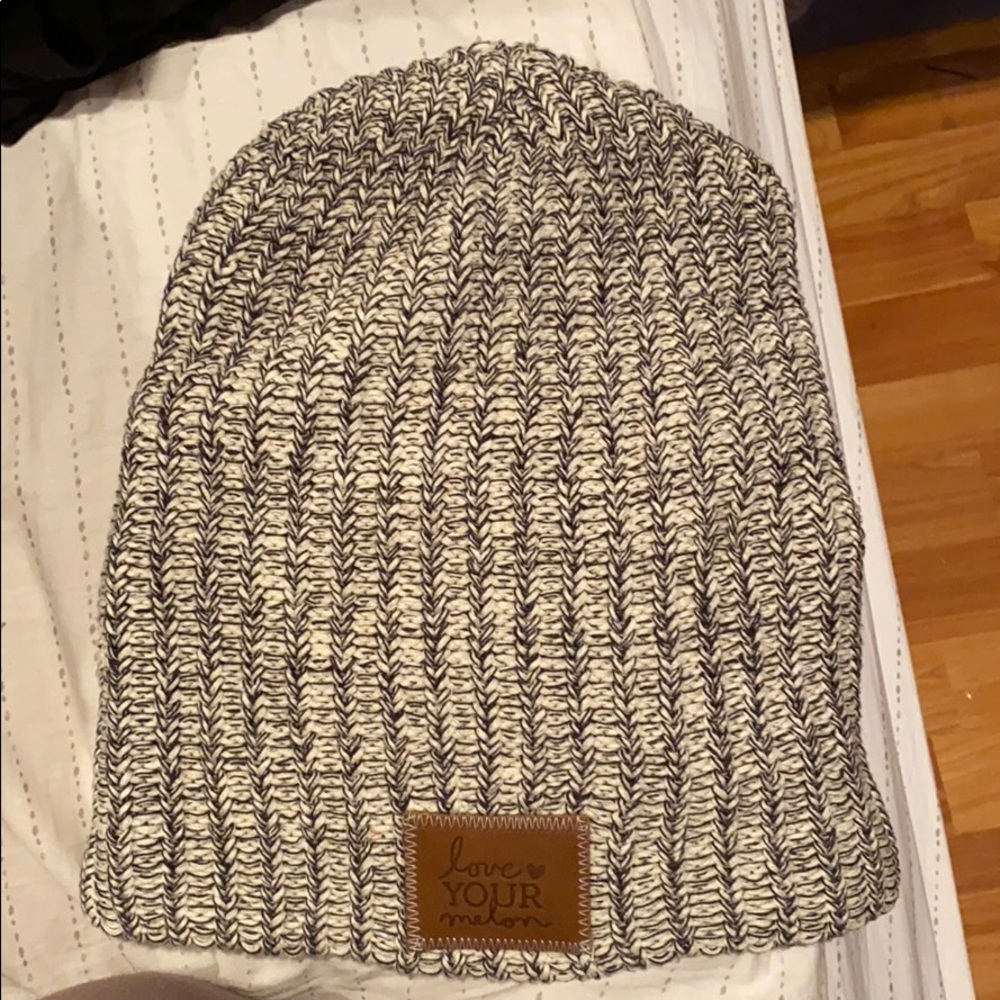 Black and Cream love your melon beanie
